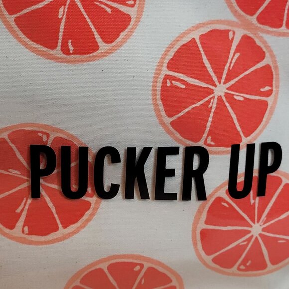Kate Spade Pucker Up PVC Makeup Bag Round Top Handle Orange Slices 10x12x4 Inch - Picture 3 of 9